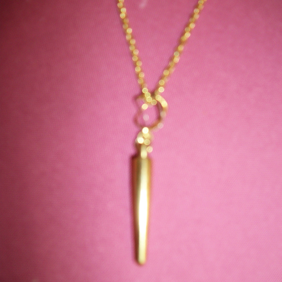 Handmade  Brass arrow pendant Gold plated  chain - Picture 2 of 2